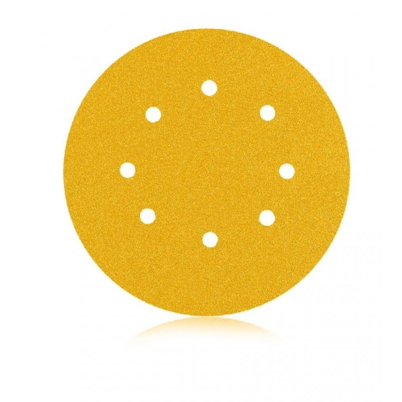 smirdex yellow 8 hole Smirdex 820 Yellow 125mm x 120G, 8 Hole Sanding Discs - Image 1