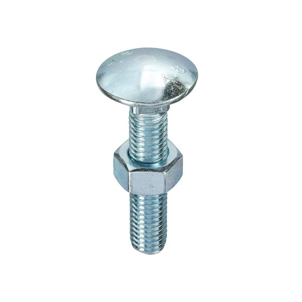 Cup_Square_Hex_CE_DIN_603_555_BZP_2 M8x25 Cup Sq Hex Coach Bolt+Nut BZP - Image 1