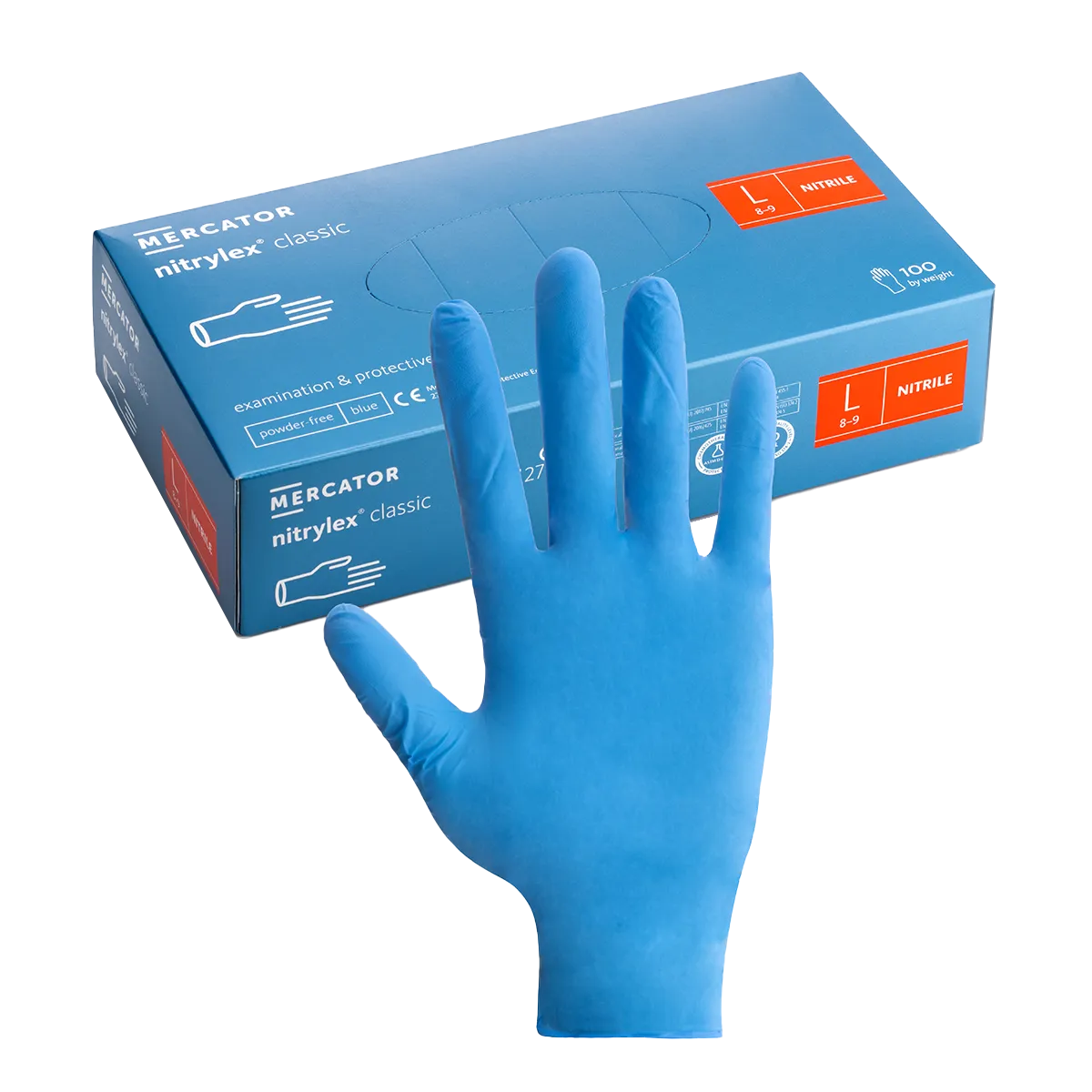 RD30019902-6 Back Nitrylex Classic 2.8mm Thick Nitrile Gloves Size L, Box 100 - Image 1