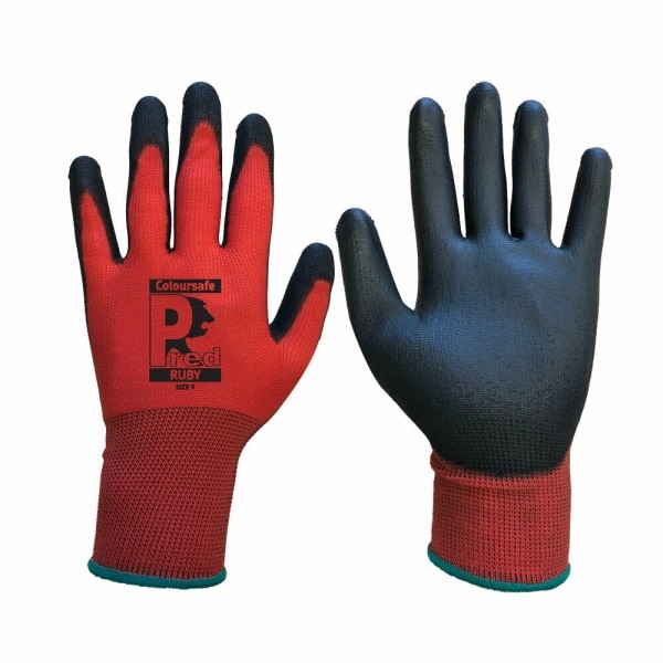 redpred1 PU Coated Ruby Pred Gloves - Size 8 - Image 1
