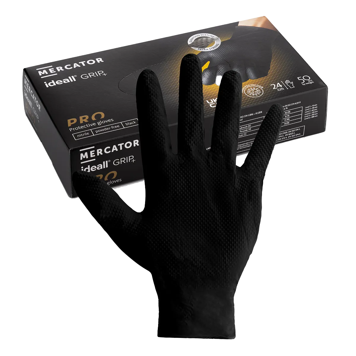 rp30026002-6 back Ideall Grip Black 5.2mm Thick Nitrile Gloves L - Box 50 - Image 1